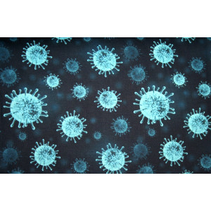 10cm Baumwolldruck (feiner Popelin) Virus türkisblau  (Grundpreis € 12,00/m)